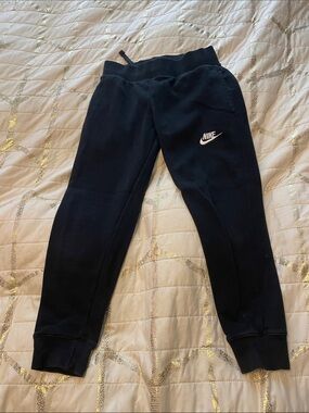 Nike Black Kids Sweatpants with White Swoosh Logo